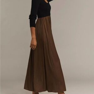 Elegant Black and Brown Maxi Dress